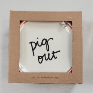 Formation Brands Dining White Appetizer Plates with Black Text Set Of 4 Plates